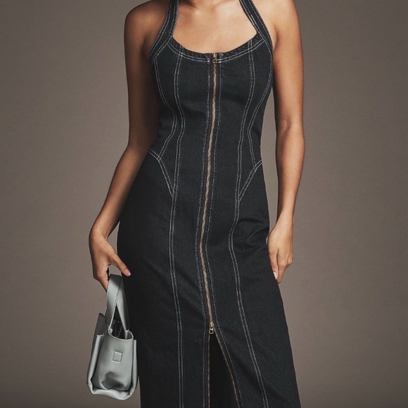 Pilcro Dresses & Skirts - PILCRO ZIP UP JEAN HALTER DRESS SIZE MED NWT